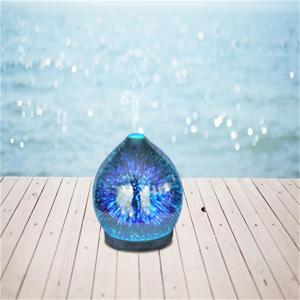 수동 습도 조절 및 휴대용 설치 3D 유리 불꽃 놀이 아로마 오일 디퓨저