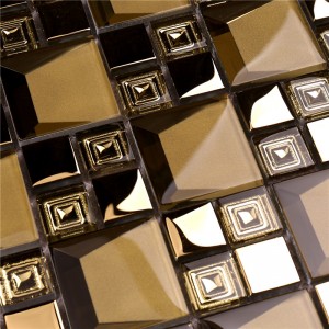 hdt04 뜨거운 판매 사면 도금 장미 김 컬러 유리 모자이크 타일