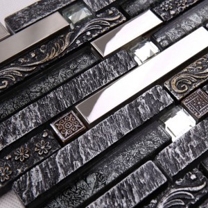 최신 디자인 로마 골동품 호화 청동 부조 수지 혼합 빛나는 수정 유리 타일