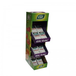 사용자 정의 식품 숍 더블 사이드 곤돌라 슈퍼마켓 선반 랙 쿠키 골 판지 디스플레이 스탠드