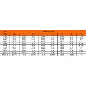 UPVC 여성용 어댑터