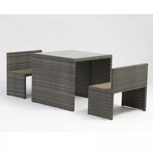 알루미늄 등나무 평방 테이블 공원 벤치 야외 가구 우산 구멍으로 설정