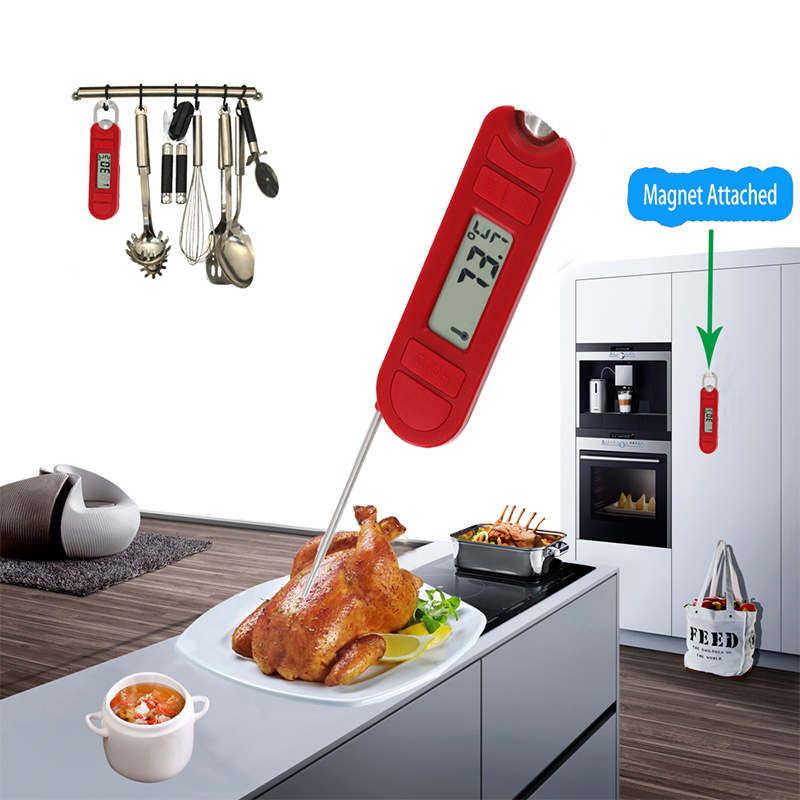 주방 도구 및 빨간 디지털 식품 고기 요리 불고기 온도계
