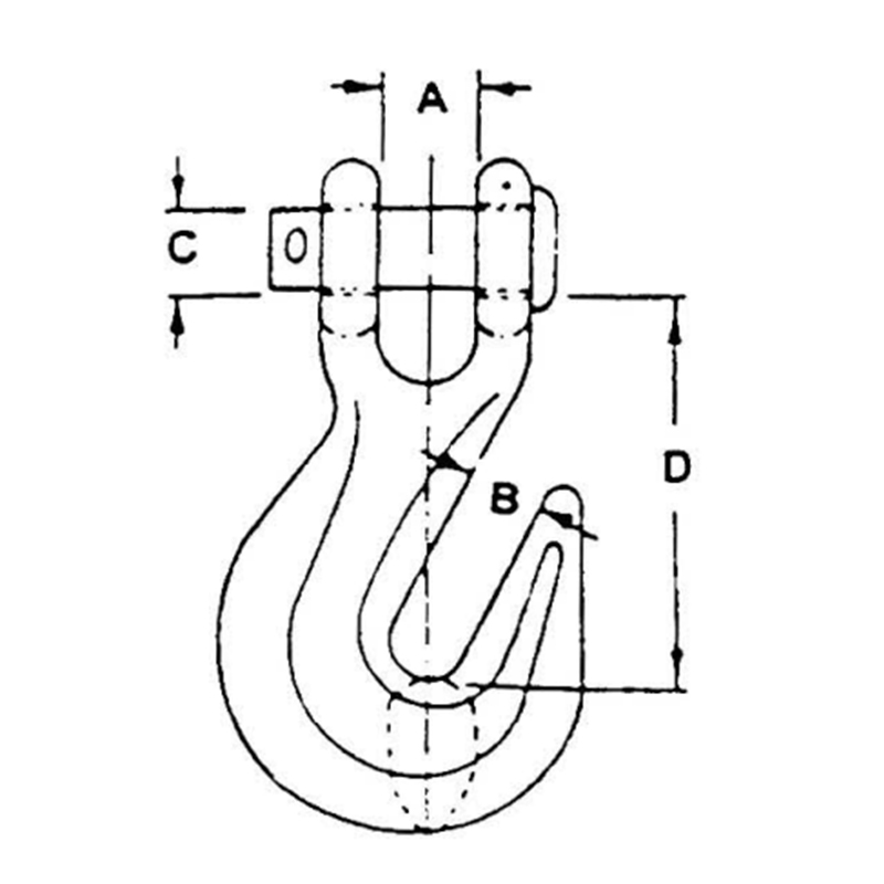 미국 형 위조 황색 아연 G80 Clevis Grab Hook