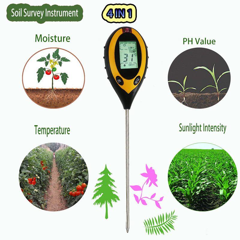 실내 옥외 정원 도구 토양 pH 수분 시험기 길이 198 mm 긴 프로브