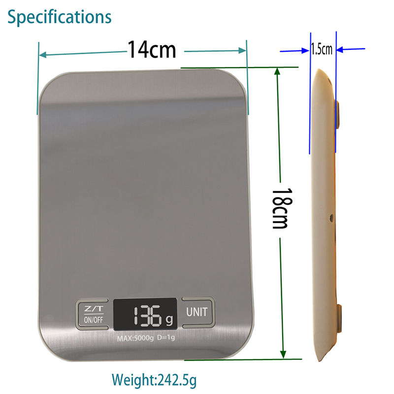 부엌 규모의 5Kilo 그램 스테인레스 스틸 정확한 전자 저울