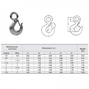 320A 눈 호이스트 후크 (래치 부착)