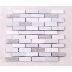 현대 디자인 회색 스트립 유리 믹스 대리석과 돌 모자이크 장식 벽 타일 스플래시 뒤로