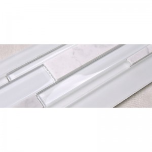 HSD131 뜨거운 판매 최신 디자인 화이트 카라 라 대리석 혼합 된 유리 모자이크 부엌 Backsplash 지하철 타일