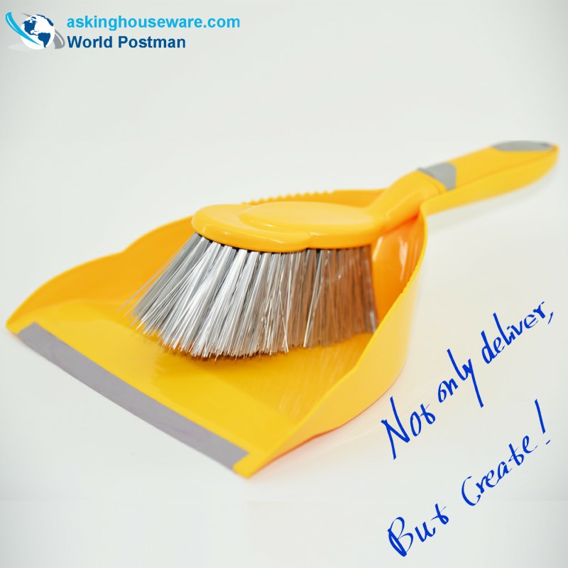 Akbrand Dustpan 브러쉬 빗자루 TPR 소프트 쓰레받기 입구 및 TPR 소프트 핸들