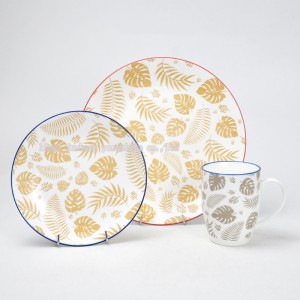 테이블 도자기 - 16 피스 도자기 쿠페 저녁 식사 세트 인쇄 데칼