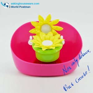 Akbrand 주방 청소 브러쉬 및 보관 상자 측면에 빨판 세트