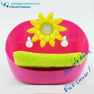 Akbrand 주방 청소 스폰지 수색 및 저장 통 세트 빨판과 함께