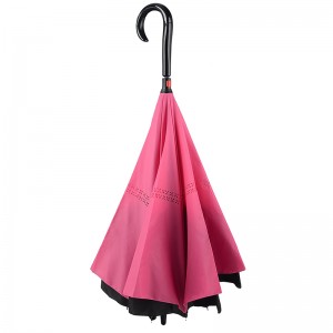 자동차 windproof 우산 거꾸로 닫힌 역방향 우산 J 핸들