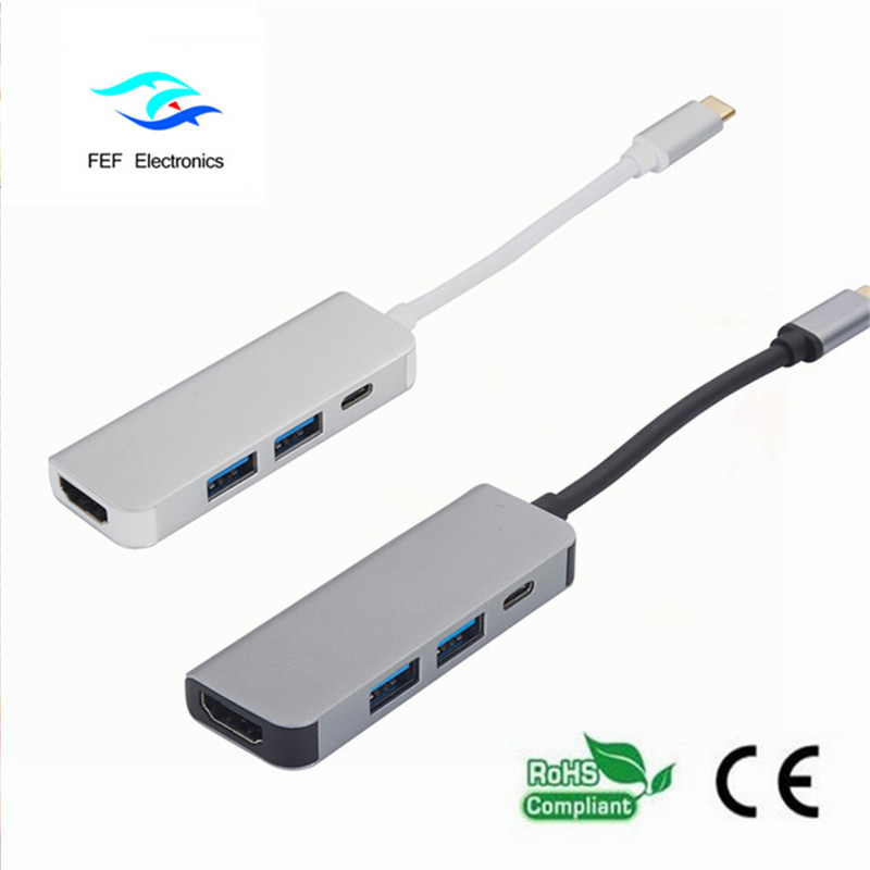 USB 유형 c / ​​HDMI 여성 + 2 * USB3.0 여성 + SD + TF 변환기 코드 : FEF-USBIC-022