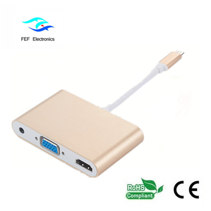 미니 디스플레이 포트 / USB + 3.1 형 c ~ HDMI + VGA 여성 + 오디오 코드 : FEF-DPIC-016