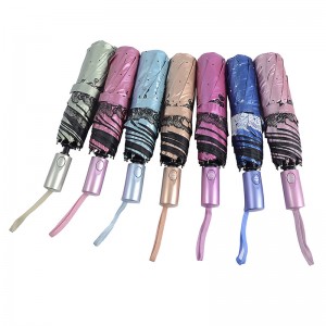 3 접는 우산 사진 디자인 인쇄있는 태양 보호 우산 블랙 코팅