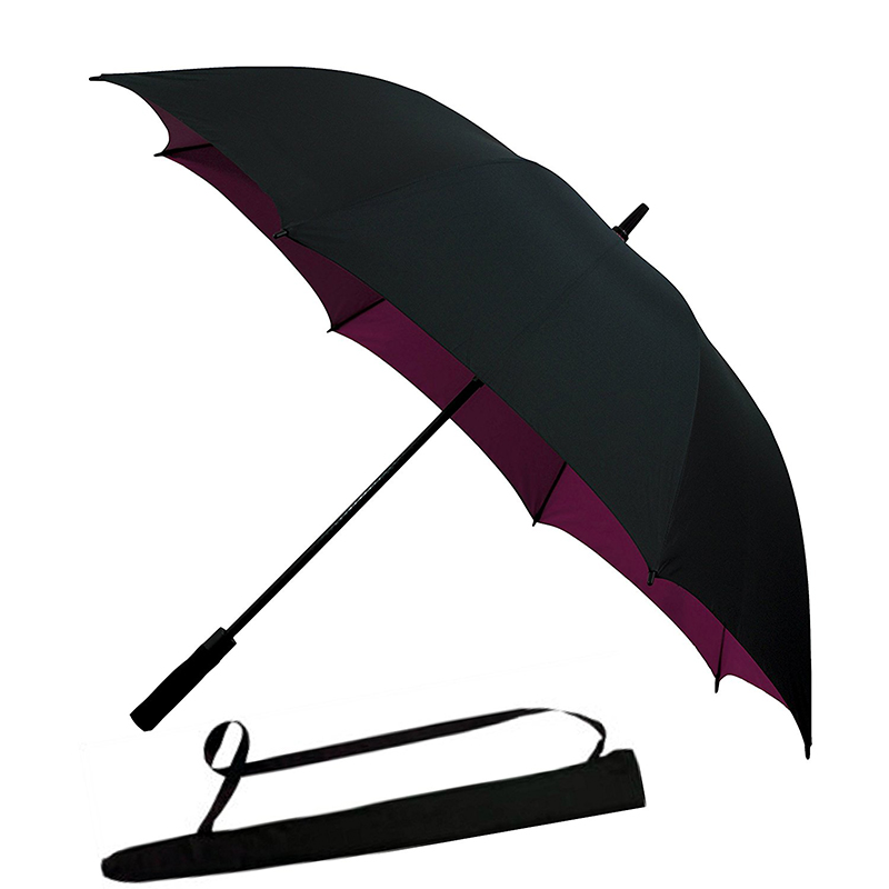 프로모션 windproof 더블 레이어 로고 사용자 지정 어깨 슬리브 자동 열기 골프 우산