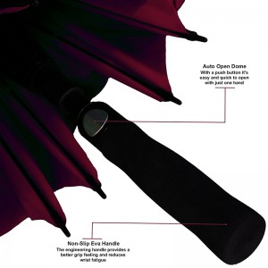 프로모션 windproof 더블 레이어 로고 사용자 지정 어깨 슬리브 자동 열기 골프 우산