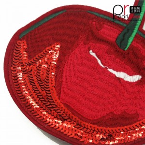 체리 자수 스팽글 패치