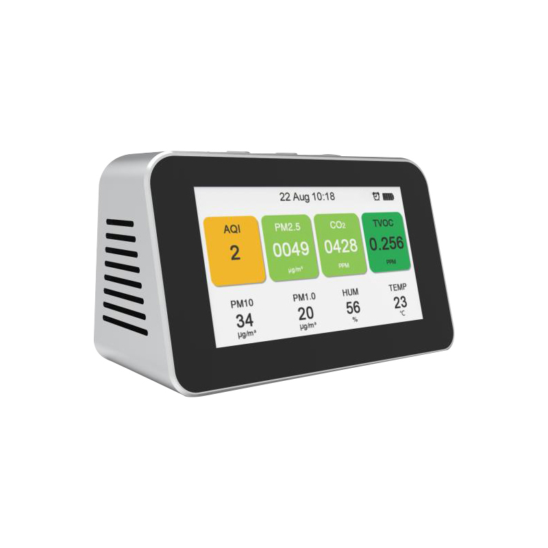 레이저 센서 PM2.5 감지기 휴대용 정확한 공기 감지기 C02 공기 품질 모니터 온도 테스터 조명 유지 리튬 배터리