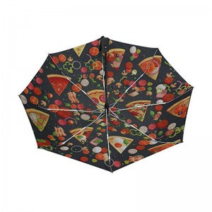 피자 재미 있은 printing 선전용 선물 품목 주문 로고 인쇄 3 배 자동 열리는 자동 닫히는 우산
