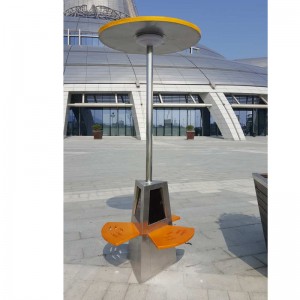 태양 대피 소 강철 벤치 좌석 광고 극 전화 및 정제 충전