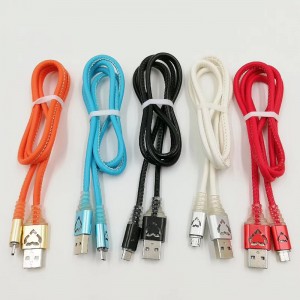 LED PU 가죽 빠른 마이크로 USB, 유형 C, iPhone 번개 충전 및 동기화에 대 한 라운드 알루미늄 하우징 USB 케이블 충전