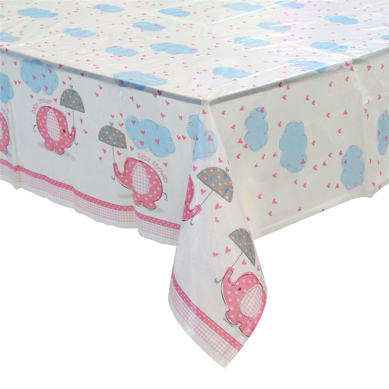 베비 샤워 Tablecover 정연한 플라스틱 테이블 피복 식기