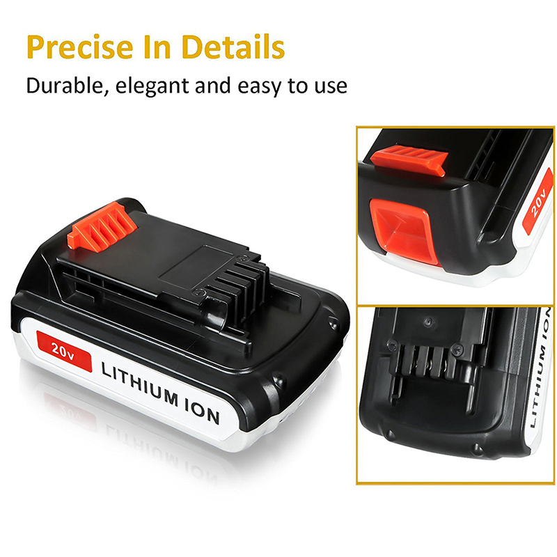 블랙 u0026 데커 LB20, LBX20, LBX4020, LB2X4020 용 Li-ion 2000mAh 20V 교체 용 무선 배터리