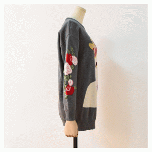 사용자 지정 로고 느슨한 미국 유럽 크기 크라운 강아지 여성 풀오버 스웨터 드레스