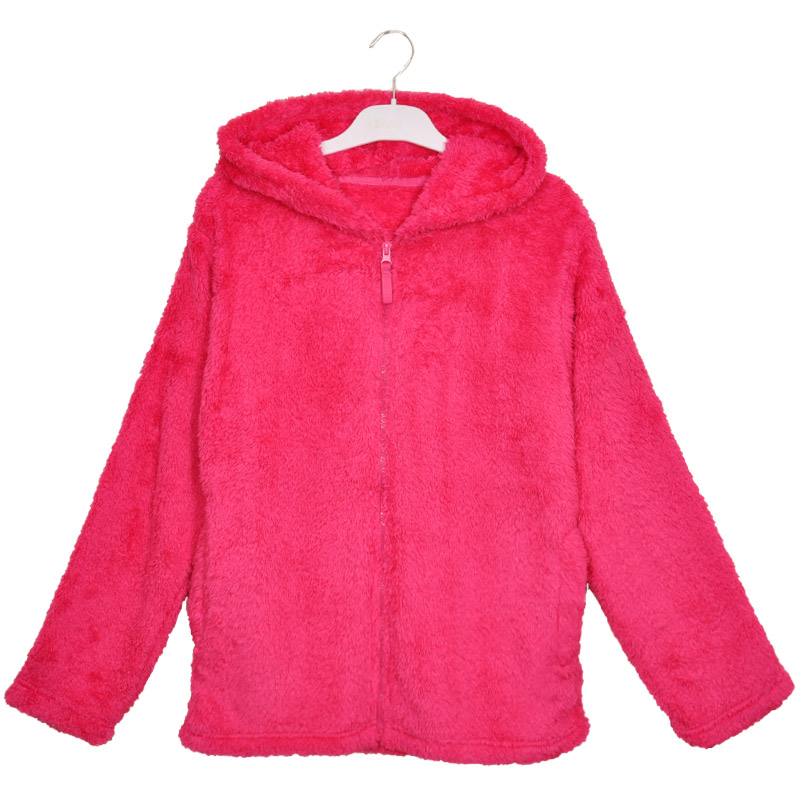 여성 Snuggle Fleece 핫 핑크 지퍼 후드 티셔츠