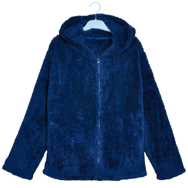 여성 Snuggle Fleece Navy 지퍼가 달린 후드 티셔츠