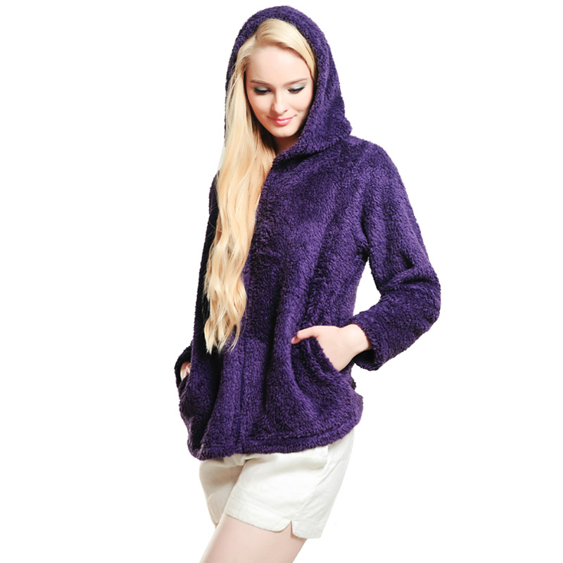 여성 Snuggle Fleece Purple Zip Hooded Sweatshirt