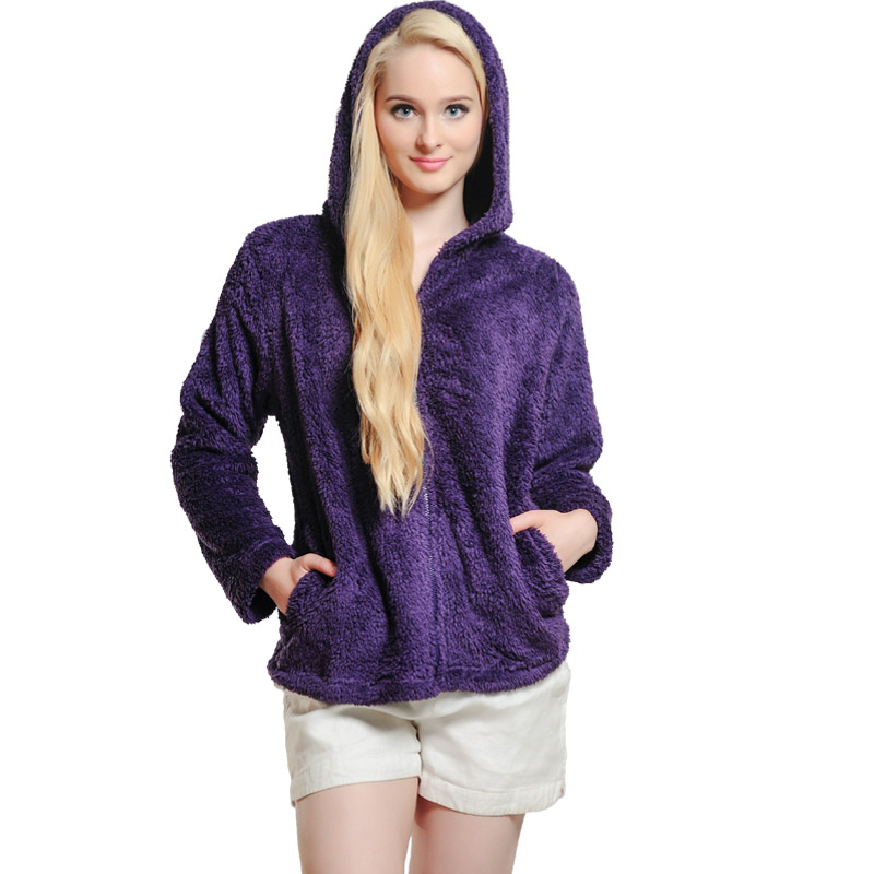 여성 Snuggle Fleece Purple Zip Hooded Sweatshirt