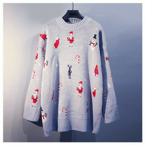 2019 팝 스웨터 여성 겨울 한국 버전 느슨한 Bottoming 크리스마스 레드 니트 스웨터