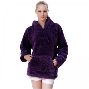 여성 Snuggle Fleece Purple Hooded Pocket Sweatshirt