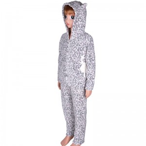 키즈 산호 양털 자수 인쇄 잠옷 세트