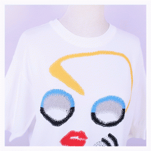 사용자 정의 붉은 입술 자카드 여름 얇은 니트 스웨터