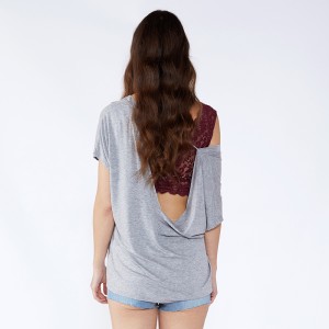 여자를위한 비대칭 최신 목 디자인 Backless 블라우스 디자인 JCGJ190315080