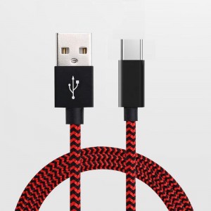 Tpye -C to USB Stripe 나일론 브리 에드 데이터 케이블