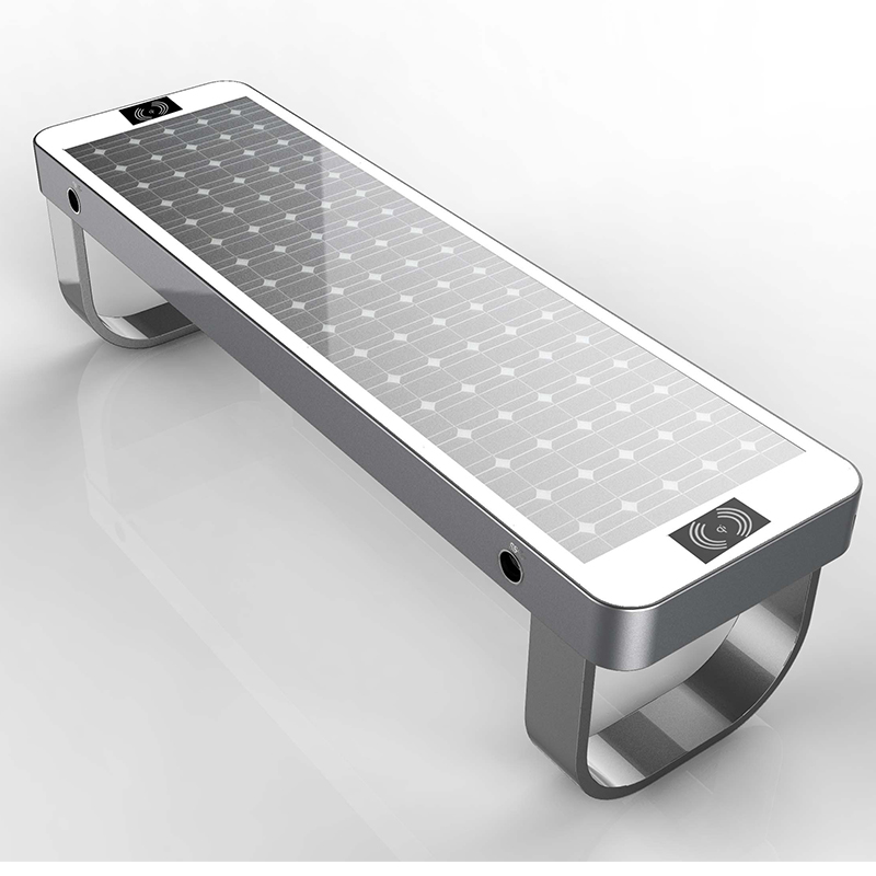2019 휴대 전화에 대 한 최신 디자인 스마트 도시 야외 태양 금속 충전기 벤치