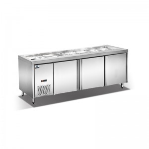 친환경 공냉식 언더 캐스터 샌드위치 작업대 0 ~ 10 ° C