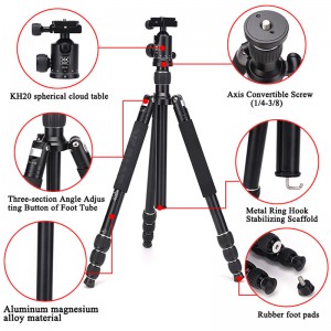 Diat AM294A KH20 휴대용 알루미늄 합금 카메라 비디오 카메라 삼각대 유연한 여행 디지털 카메라 삼각대