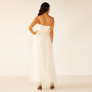 Oem 높은 품질 여성 긴 흰색 여름 레이스 프린지 신부 들러리 웨딩 드레스 패브릭