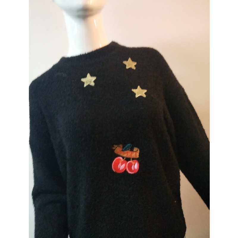 블랙 프린트 SWEATER RLWS0076F