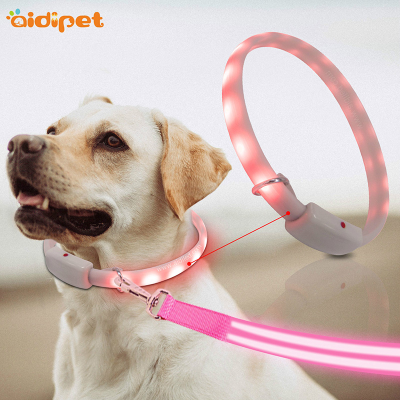 애완 동물 선물 실리콘 개인 개가 화려한 개 목걸이 LED 전자 개 목걸이