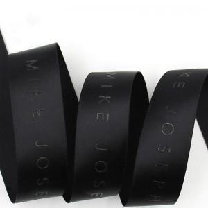 엠보싱 포일 컬러 블랙 새틴 리본 인쇄 화려한 로고 인쇄