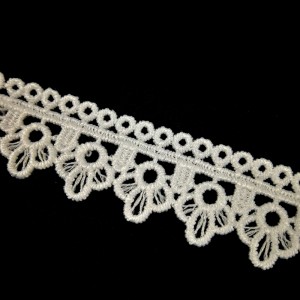 최고 품질의 우유 실크 레이스 2.1cm 폴리 에스테르 레이스 트리밍 Guipure 레이스 트리밍
