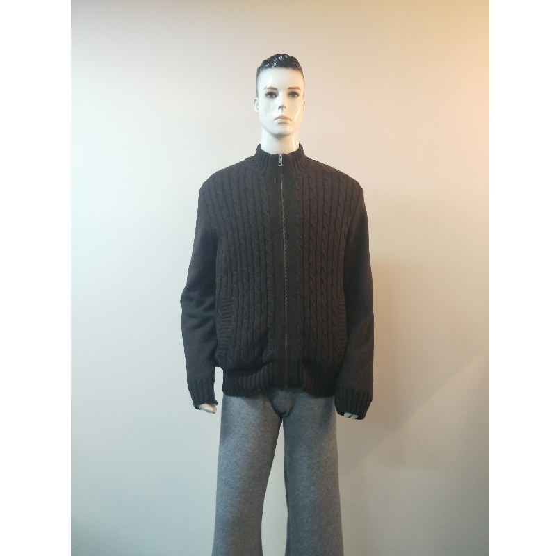 블랙 지퍼 스웨터 코트 RLMS0072F